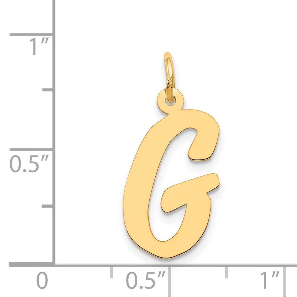14k Yellow Gold Large Script Letter G Initial Charm Pendant for Women