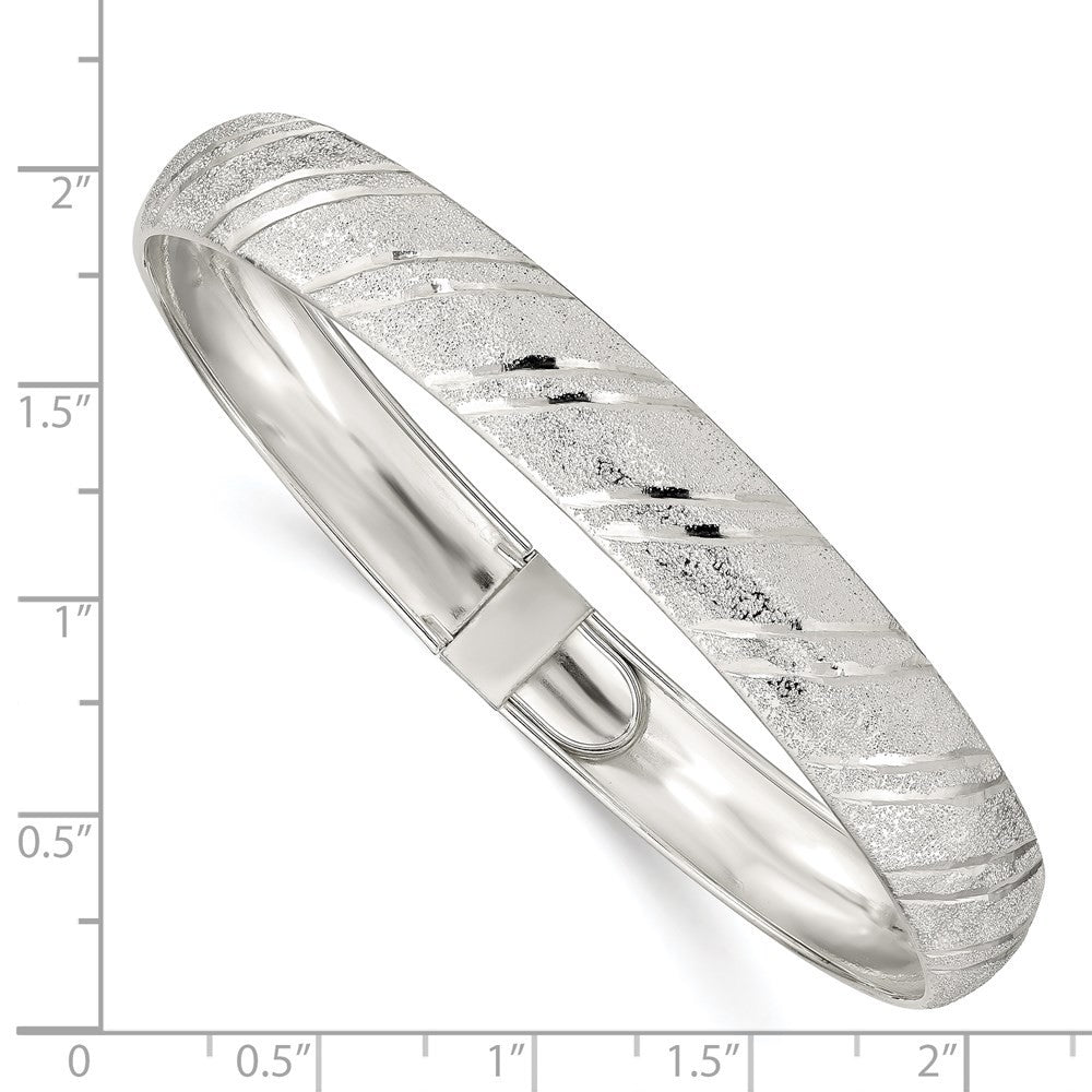 Sterling Silver 10.5mm Polished Diamond-Cut Flexible Bangle