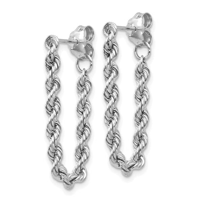 14K White Gold Rope Chain Dangle Earring Gift for Women