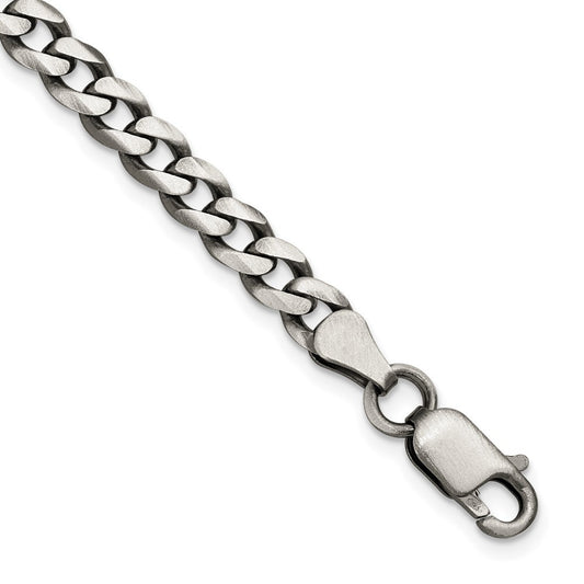 Sterling Silver Antiqued 6.0mm Curb Chain Bracelet