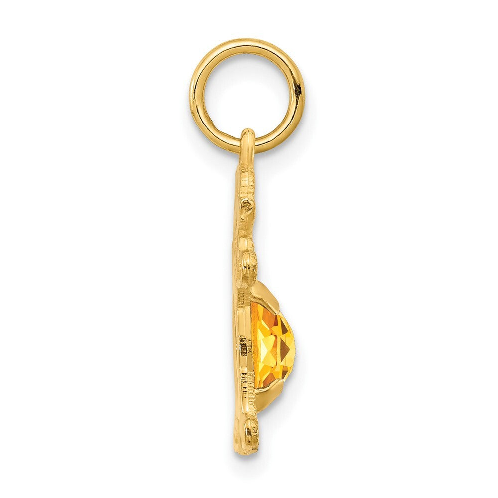 14k Yellow Gold Girl 6x4 Oval Genuine Citrine-November Pendant for Women
