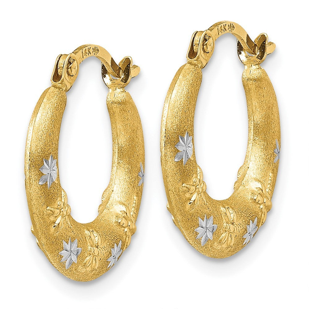 14k Yellow Gold & Rhodium Hoop Earrings