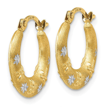14k Yellow Gold & Rhodium Hoop Earrings