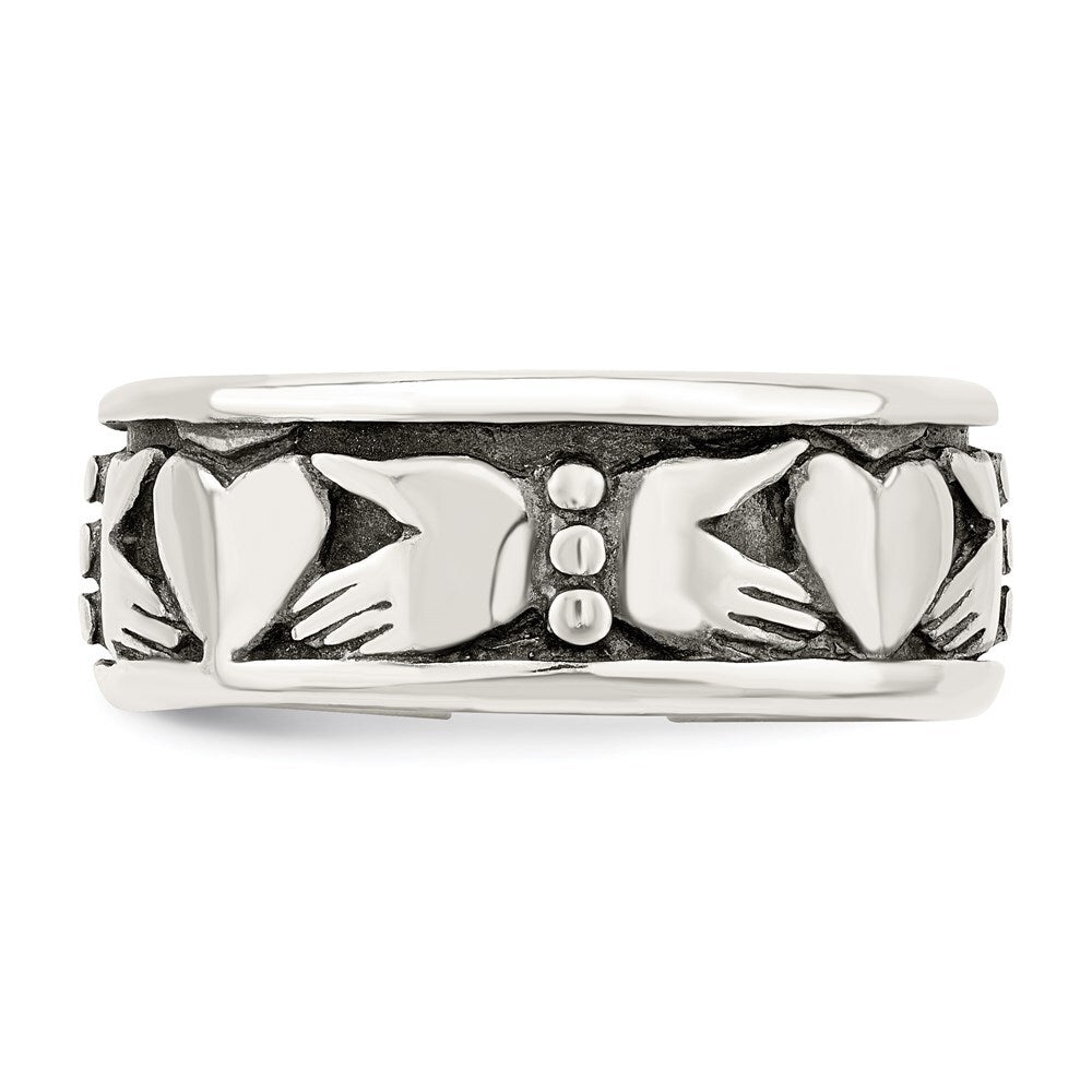 Sterling Silver Claddagh Design Ring Size 10