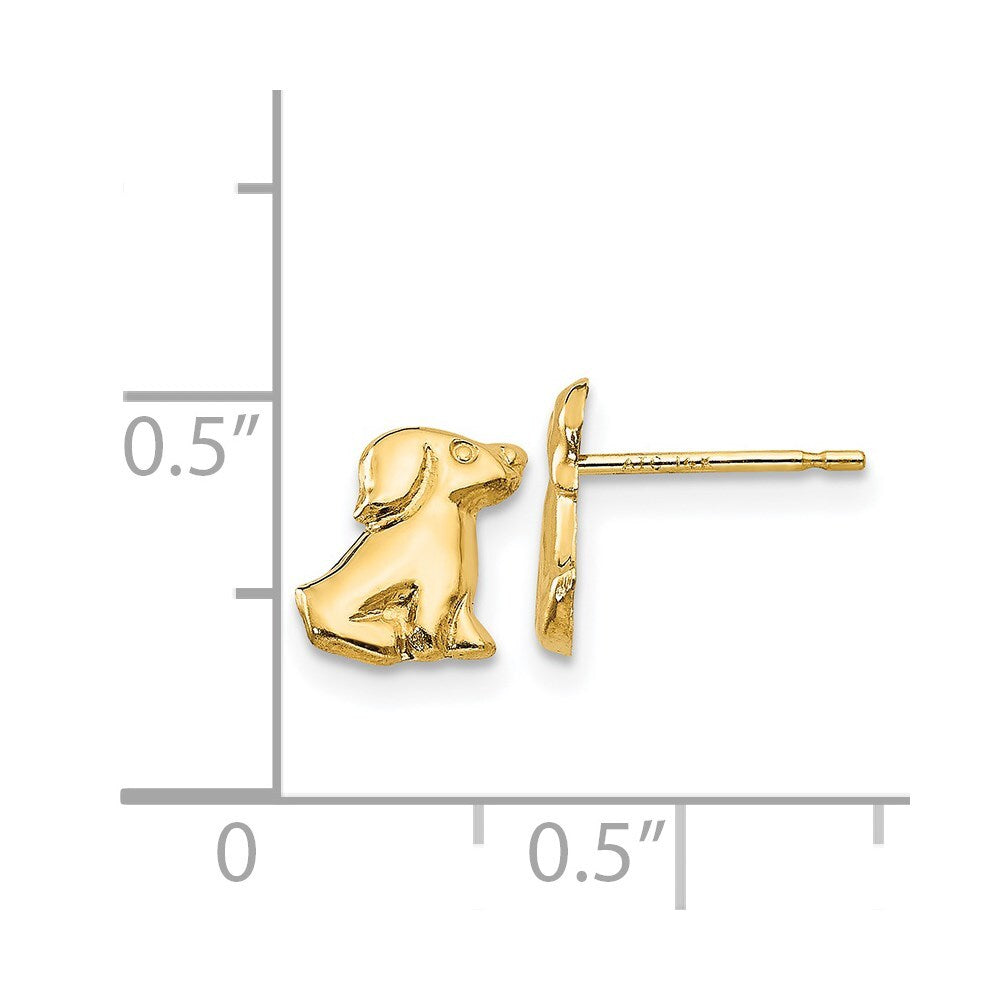 14k Yellow Gold Dog Stud Earrings Gift for Women