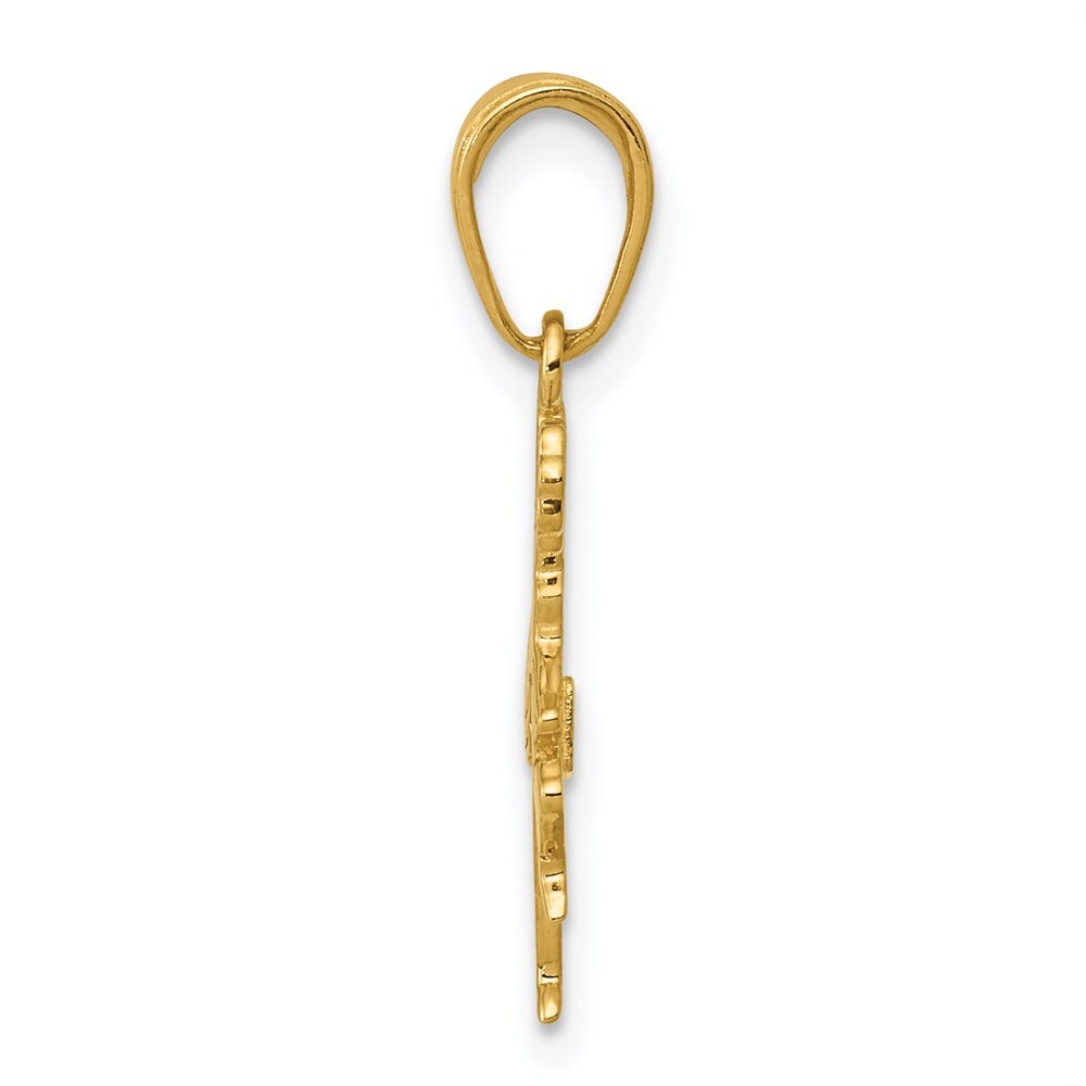 14k Yellow Gold Cheerleader with Pom-Poms Pendant for Women