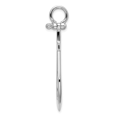 Sterling Silver Rhodium-Plated Polished 3D Large Anchor Pendant