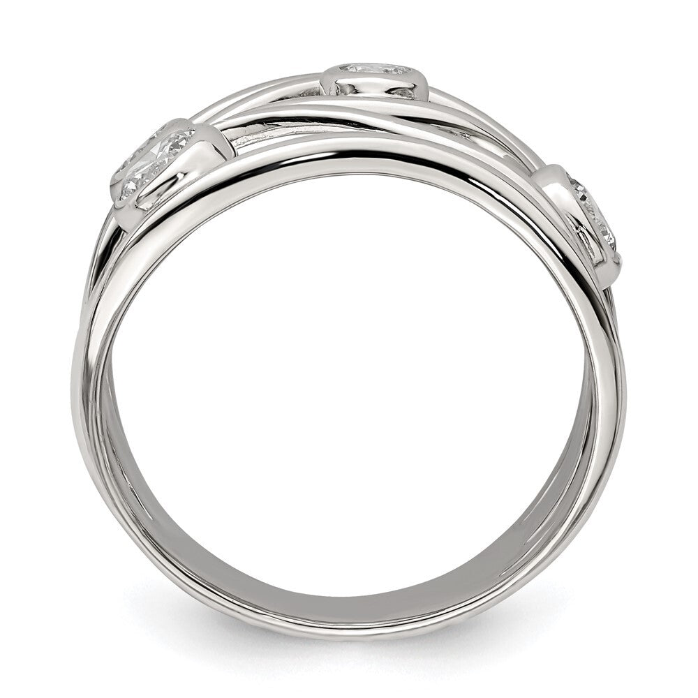 Sterling Silver Fancy Cubic Zirconia Ring Size 8