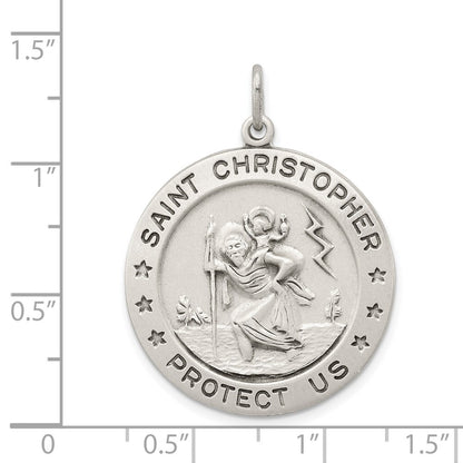 Sterling Silver Antiqued St. Christopher Medal Pendant