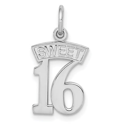 14k White Gold SWEET 16 Charm Pendant