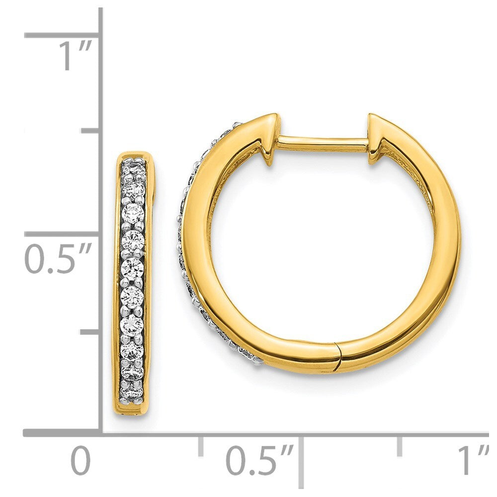 14k Yellow Gold Diamond Hinged Hoop Earrings