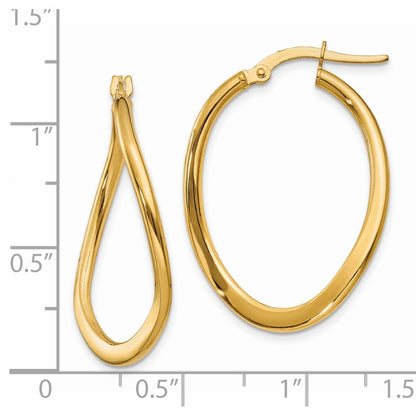 14k Yellow Gold 2mm Polished Tapered Twist Hoop Earrings Gift for Women