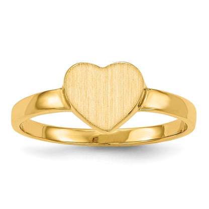 14k Yellow Gold 6.5x7.5mm Open Back Heart Signet Ring