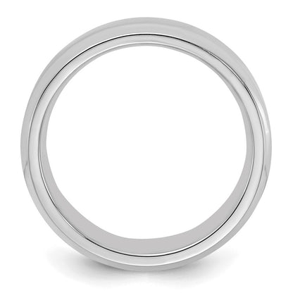 Sterling Silver Rhodium-plated 6mm Bevel Edge Size 11 Band Ring