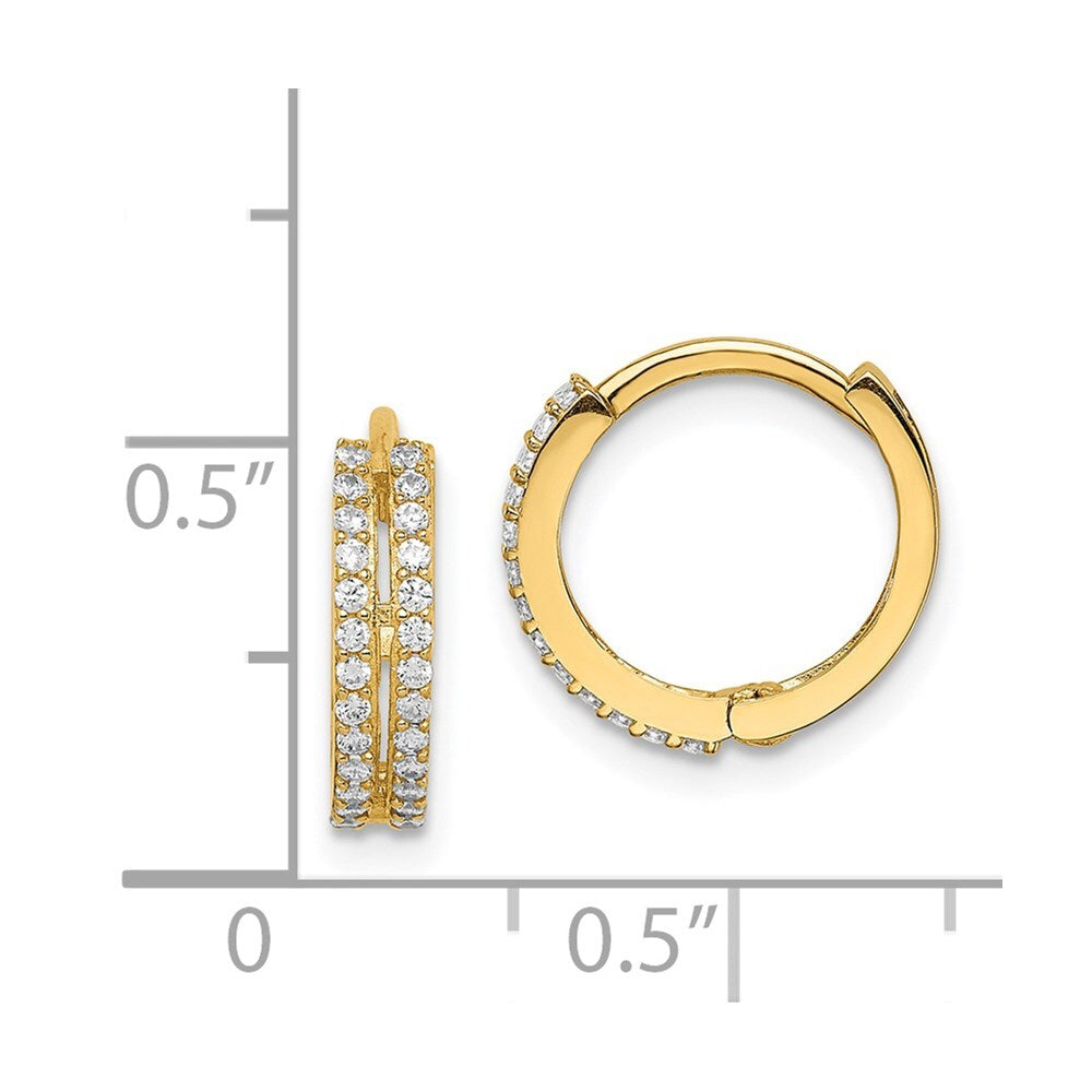 14k Yellow Gold Cubic Zirconia Hinged Hoop Earrings