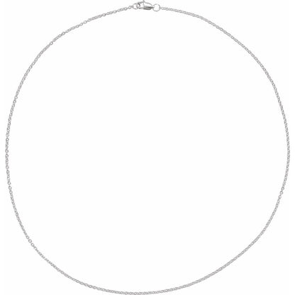 14k White Gold 1.5 mm Cable 18" Chain Necklace Fine Gift for Women