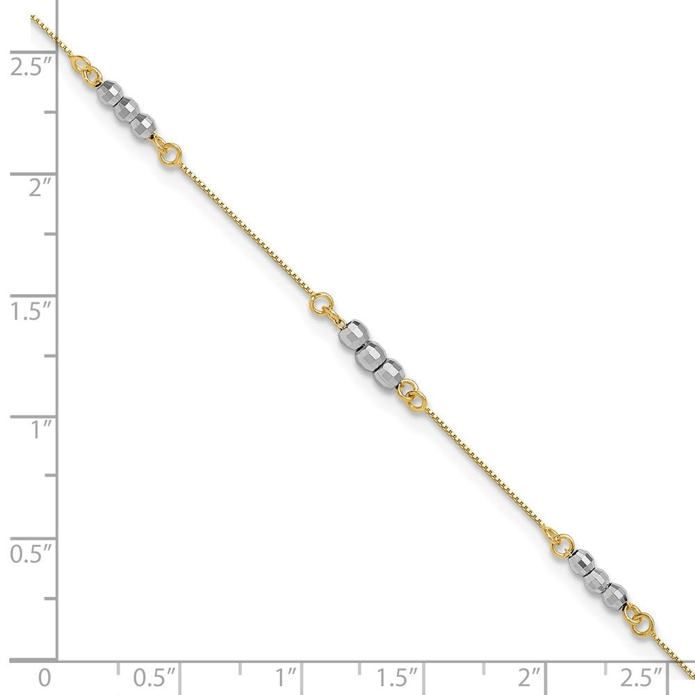 14K Two-Tone Mirror Beaded 7.25 inch Bracelet