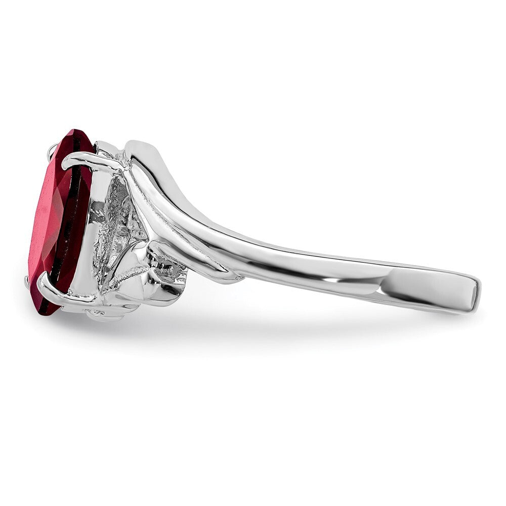Sterling Silver Rhodium-plated Garnet Ring Size 8