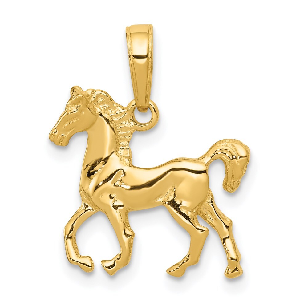 14k Yellow Gold Standing Horse Pendant for Women