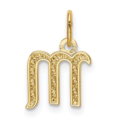 14k Yellow Gold Letter M Initial Charm Pendant for Women