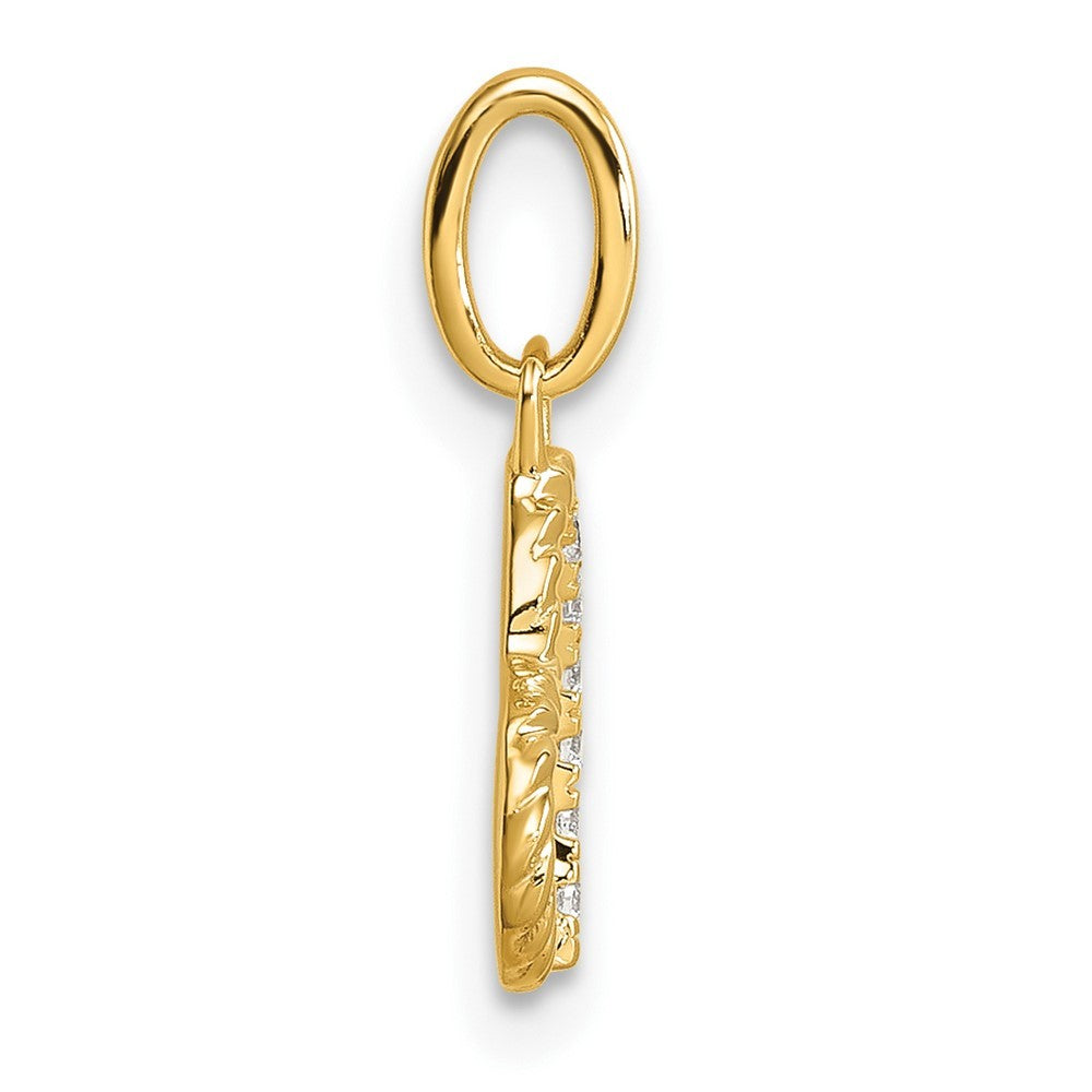 14k Yellow Gold Polished Diamond Twisted Heart Pendant