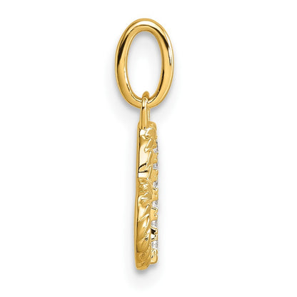 14k Yellow Gold Polished Diamond Twisted Heart Pendant