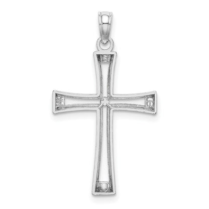 14k White Gold Polished and Cut-Out Cross Pendant for Women