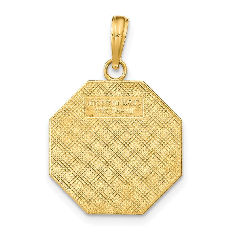 14k Yellow Gold Polished I'LL NEVER STOP LOVING YOU Stopsign Pendant for Women