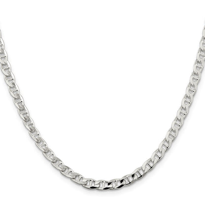 Sterling Silver 4.65mm Diamond-Cut Flat Anchor Curb Chain Necklace