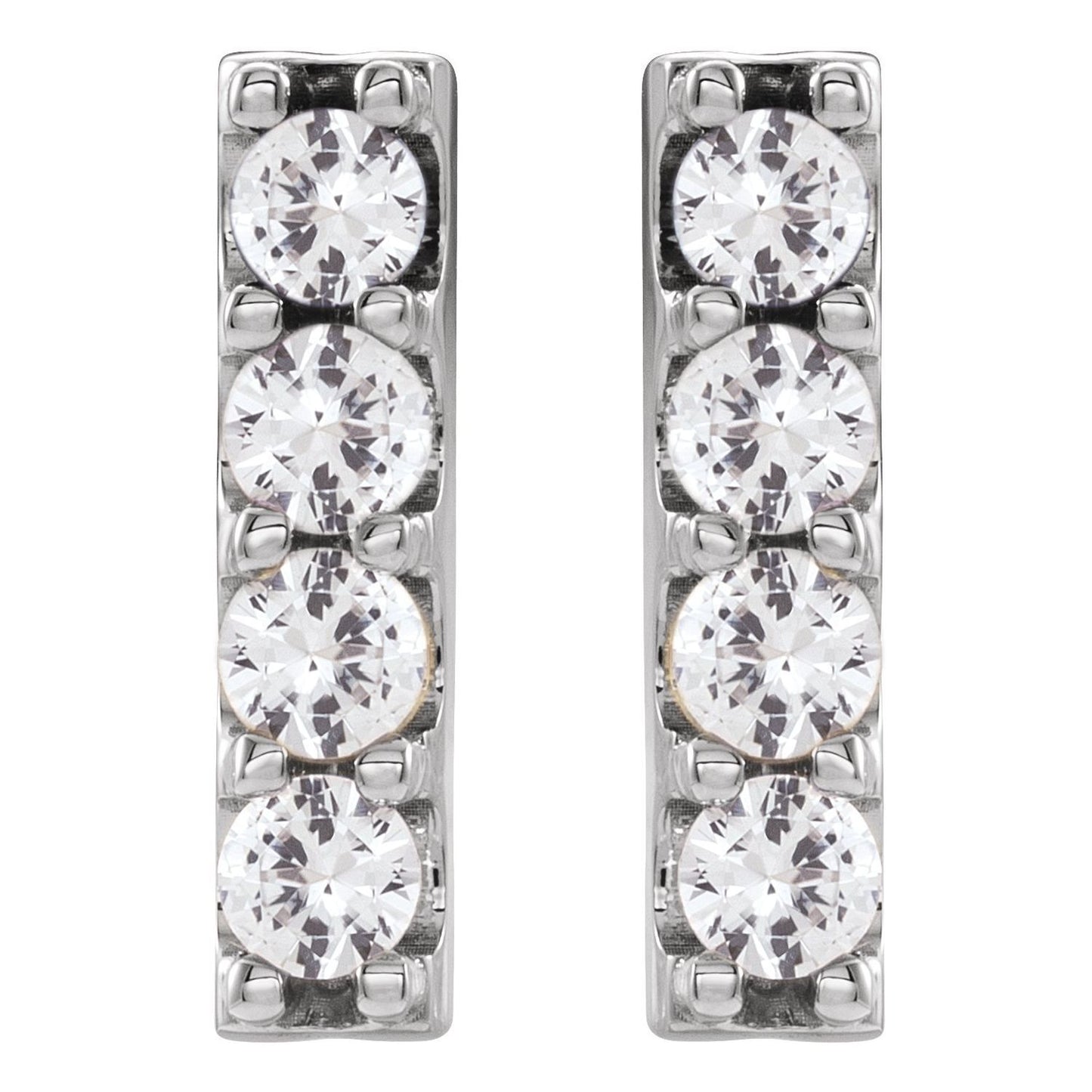 14k White Gold 1/2 CTW Lab-Grown Diamond Bar Stud Earrings Gift for Women