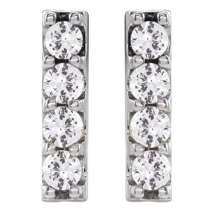 14k White Gold 1/2 CTW Lab-Grown Diamond Bar Stud Earrings Gift for Women