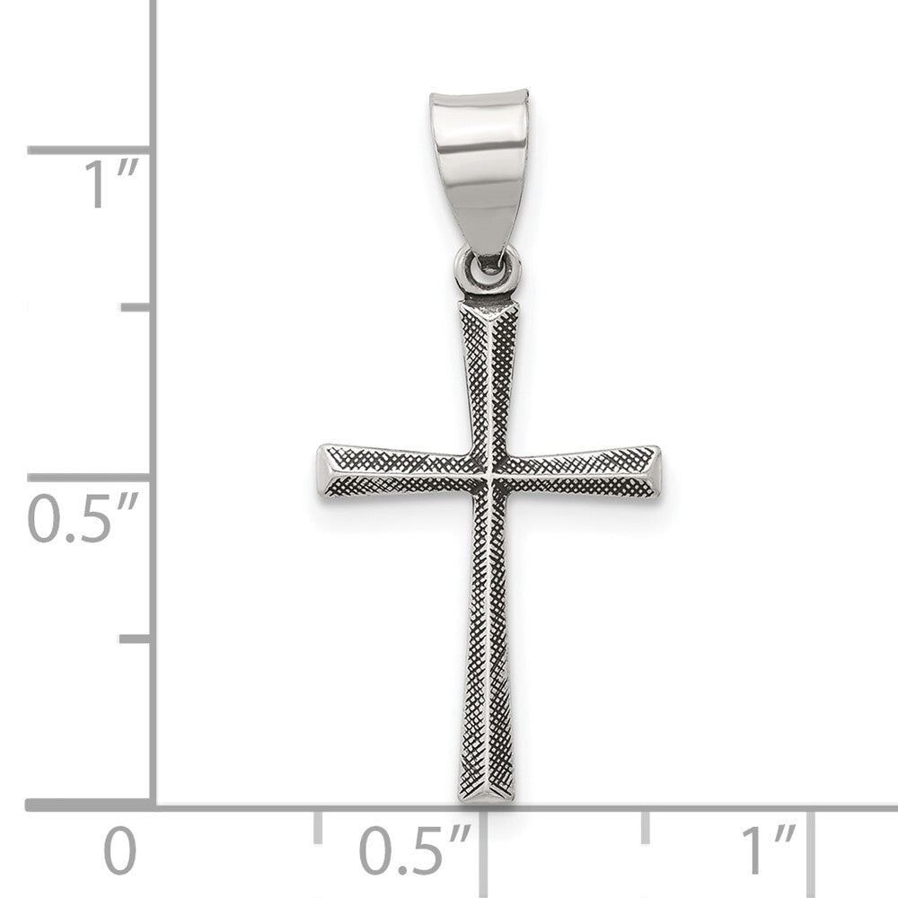 Sterling Silver Antiqued Solid Textured Latin Cross Pendant