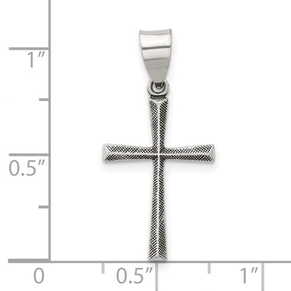 Sterling Silver Antiqued Solid Textured Latin Cross Pendant