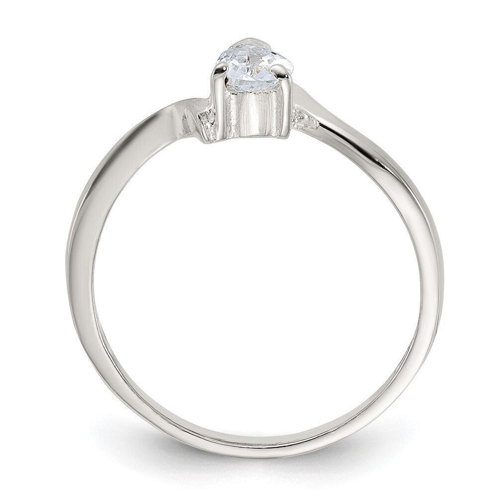 Sterling Silver Pear Shaped Cubic Zirconia Ring Size 6