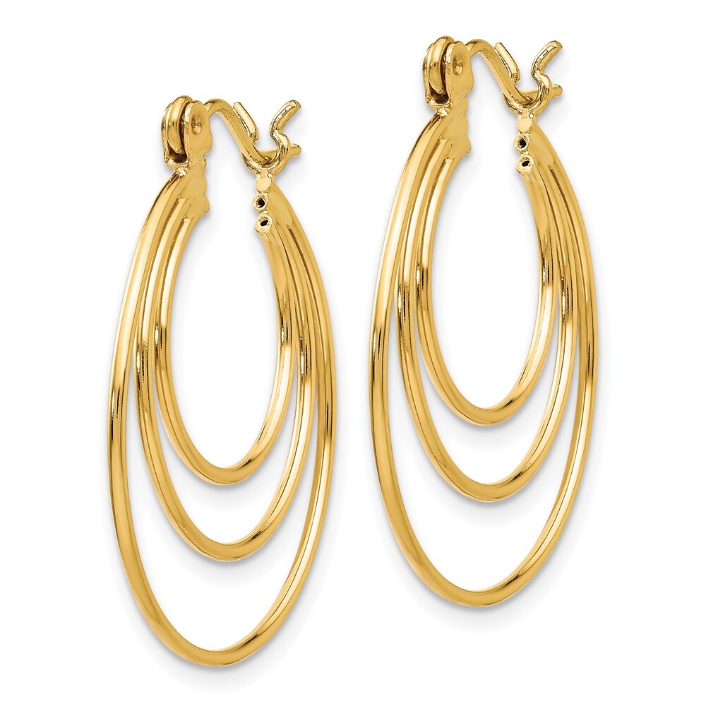 14k Yellow Gold Polished Circles Hoop Earrings Gift for Women