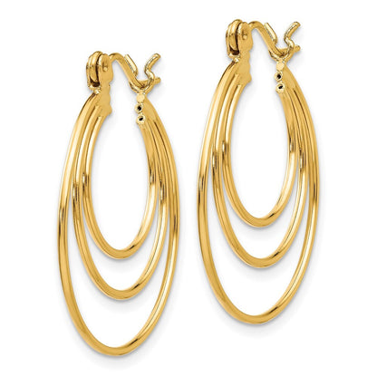 14k Yellow Gold Polished Circles Hoop Earrings Gift for Women