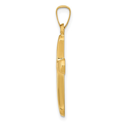 14k Yellow Gold Polished Rounded Cross Pendant