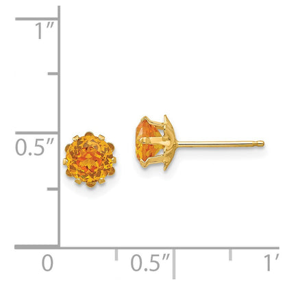 14k Yellow Gold 5mm Cubic Zirconia Birthstone (Nov) Stud Earrings