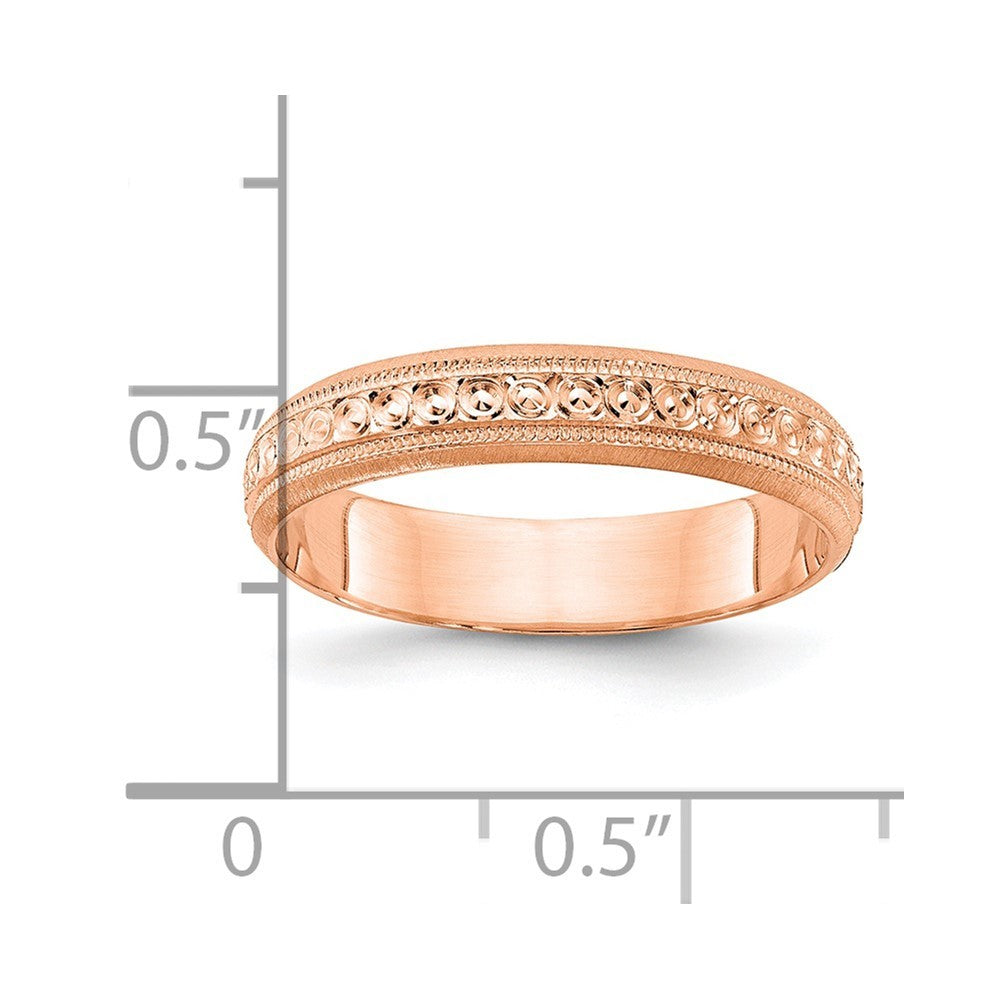 14k Rose Gold 3mm Design Etched Wedding Band Ring Size 8.5