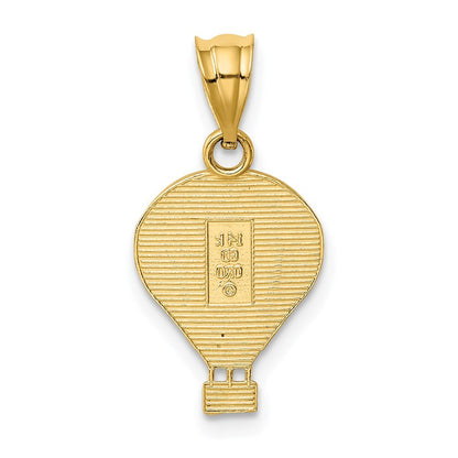 14k Yellow Gold Polished Multi-color Enamel Hot Air Balloon Pendant for Women