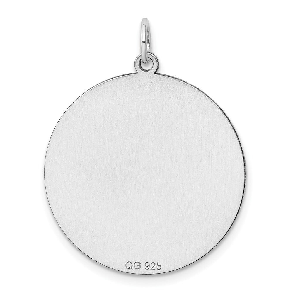 Sterling Silver Rhod-plated Eng. Rnd Polish Front/Satin Back Disc Charm