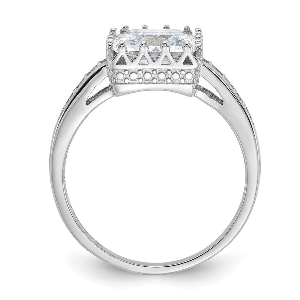 Sterling Silver Rhodium-plated Polished Cubic Zirconia Ring Size 6