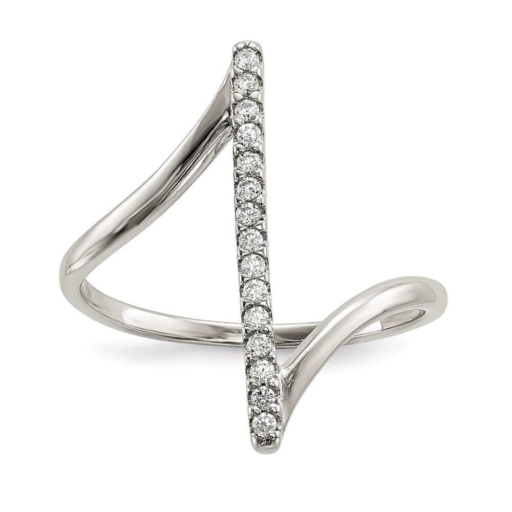 Sterling Silver Cubic Zirconia Bar Ring Size 8