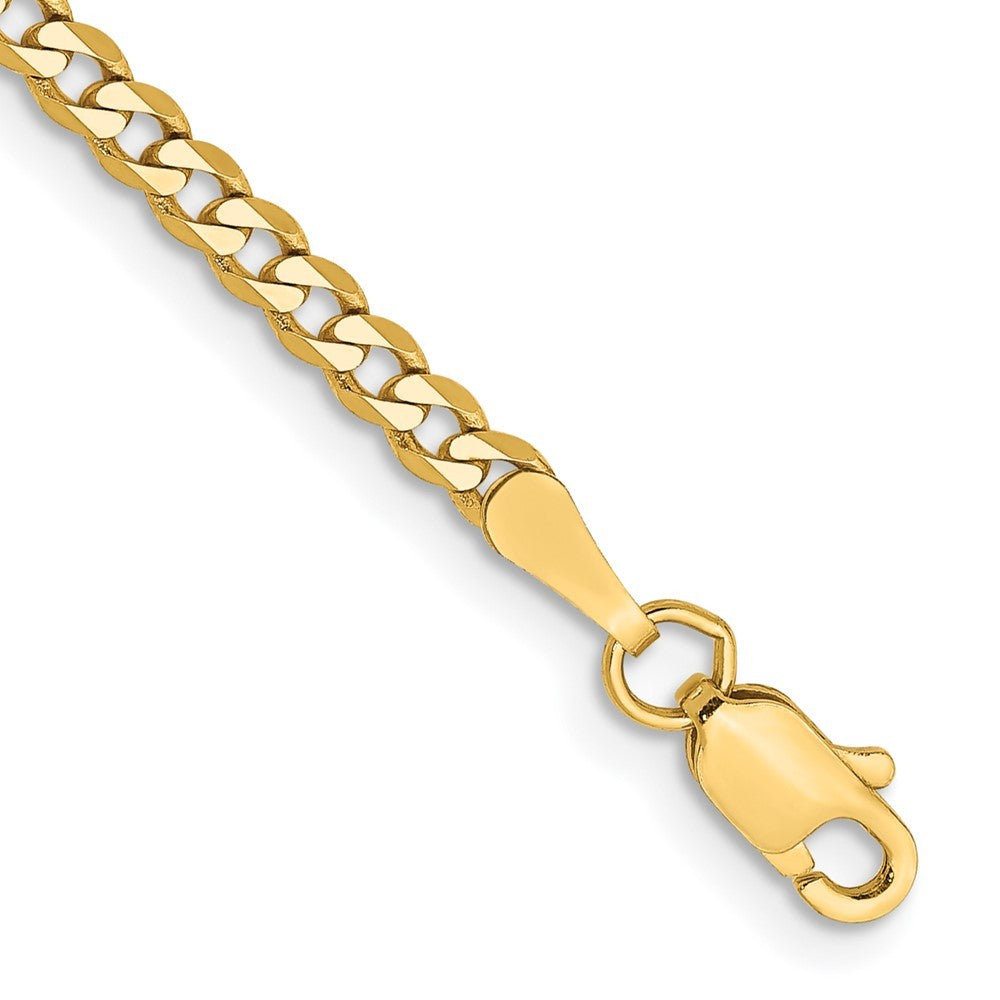 14k Yellow Gold 7 inch 2.3mm Flat Beveled Curb Bracelet