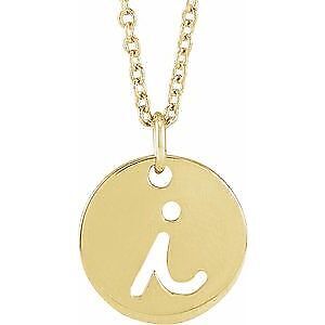 14k Yellow Gold Script Initial I Pendant Necklace 16-18"