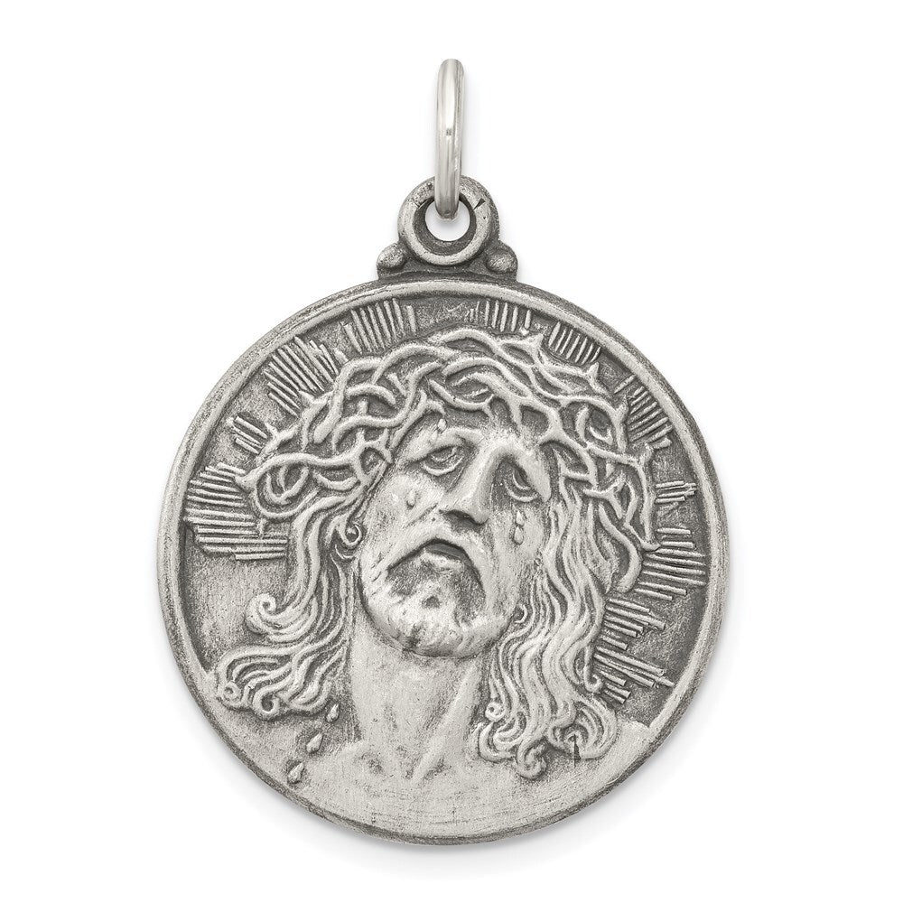 Sterling Silver Antiqued Ecce Homo Medal Pendant Holiday Gift for Women