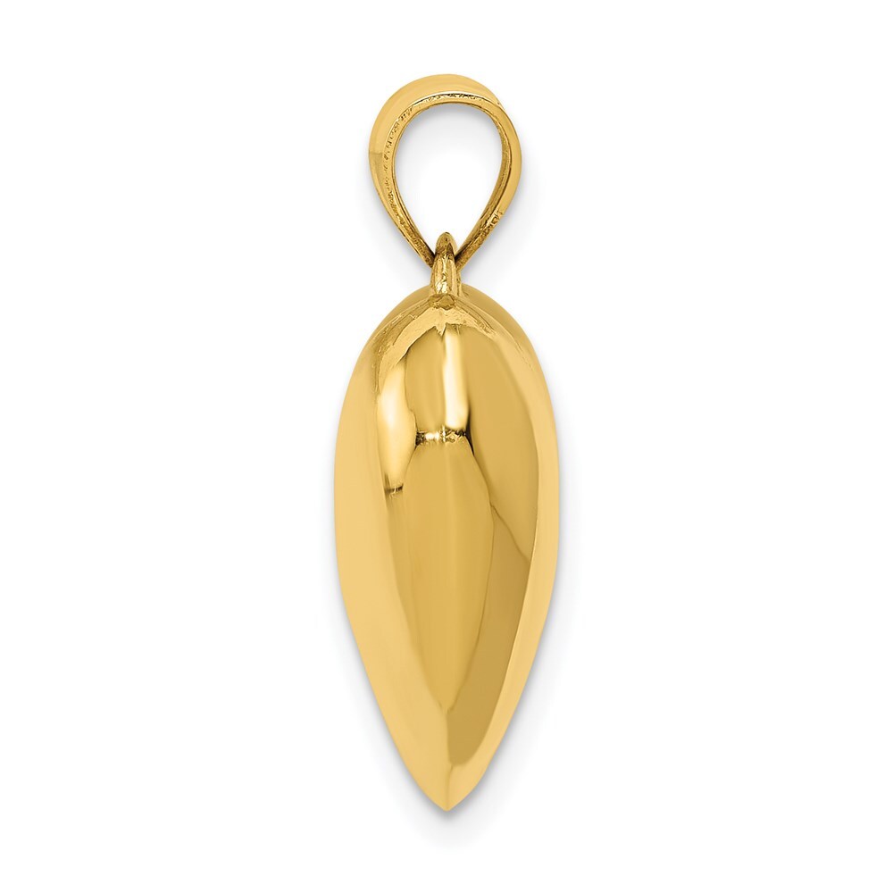 14k Yellow Gold Polished 3-D Puffed Heart Pendant for Women