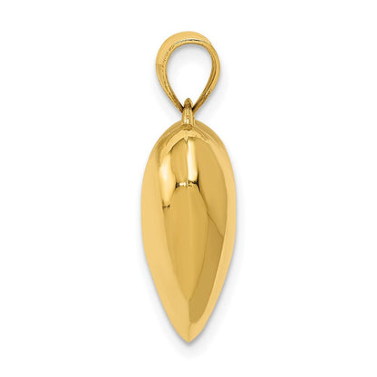 14k Yellow Gold Polished 3-D Puffed Heart Pendant for Women