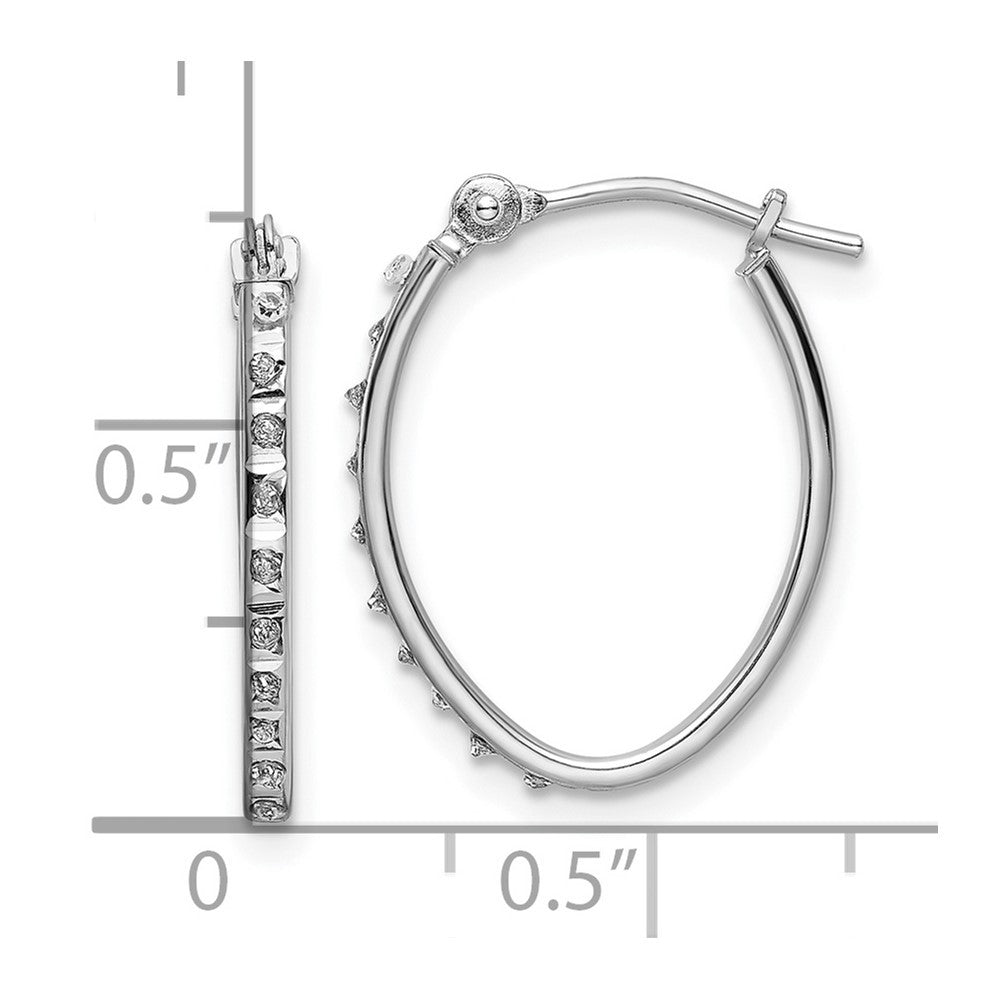 14k White Gold Diamond Fascination Oval Hoop Earrings