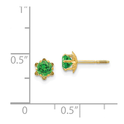 14k Yellow Gold 4mm Cubic Zirconia Birthstone (May) Screwback Stud Earrings